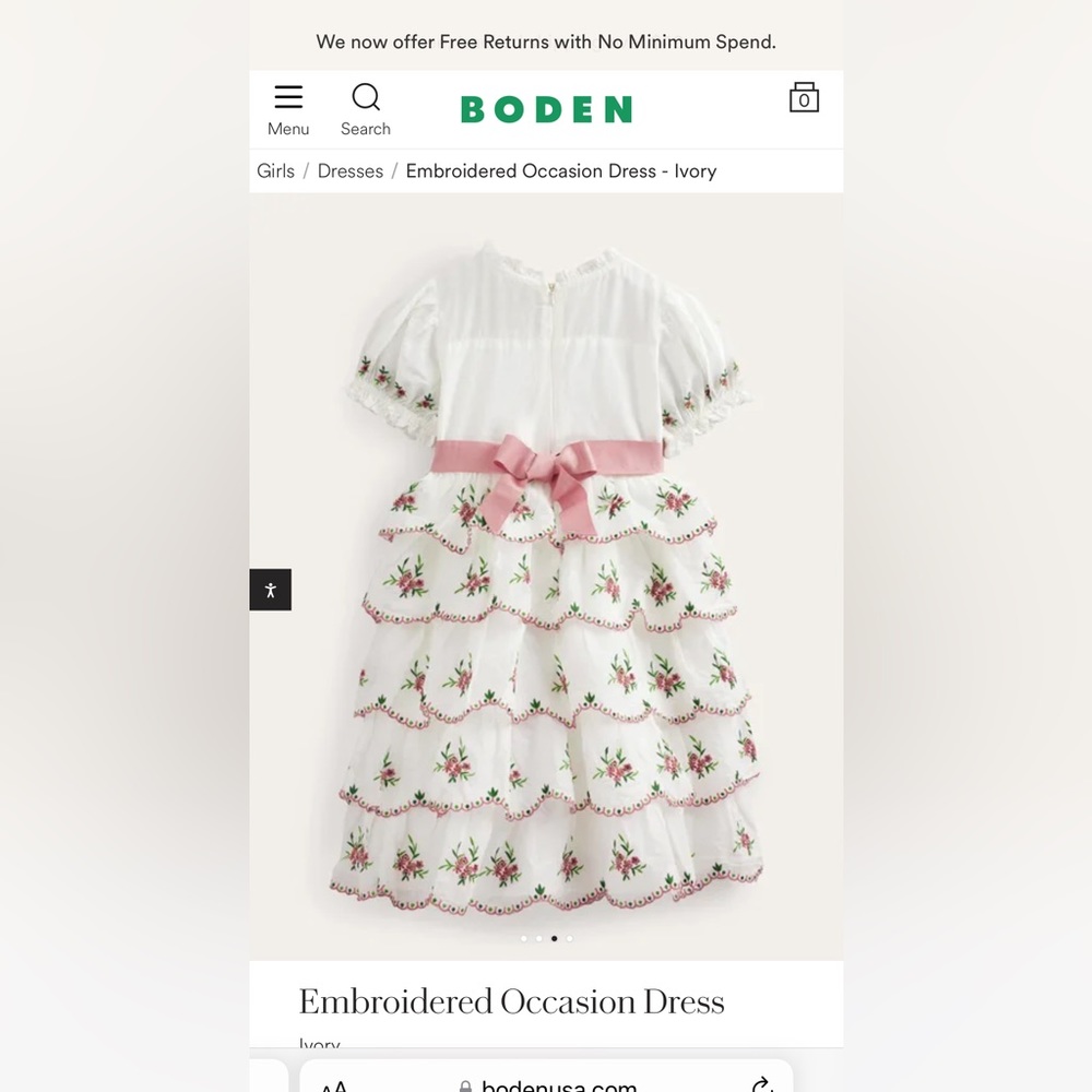 Boden Girls embroidered dress size 6-7